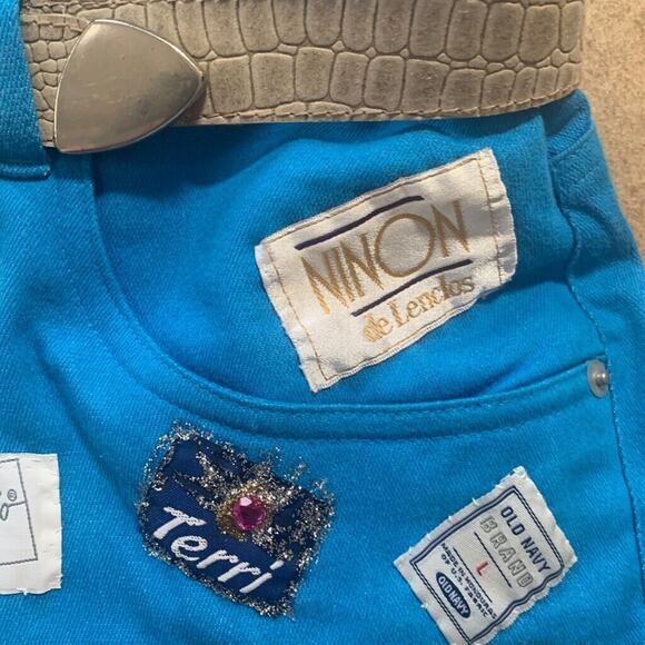 Upcycled Maxi Tote Bag Vintage Blue Jeans Logos Belt Detail OOAK Handmade Purse - Picture 14 of 15